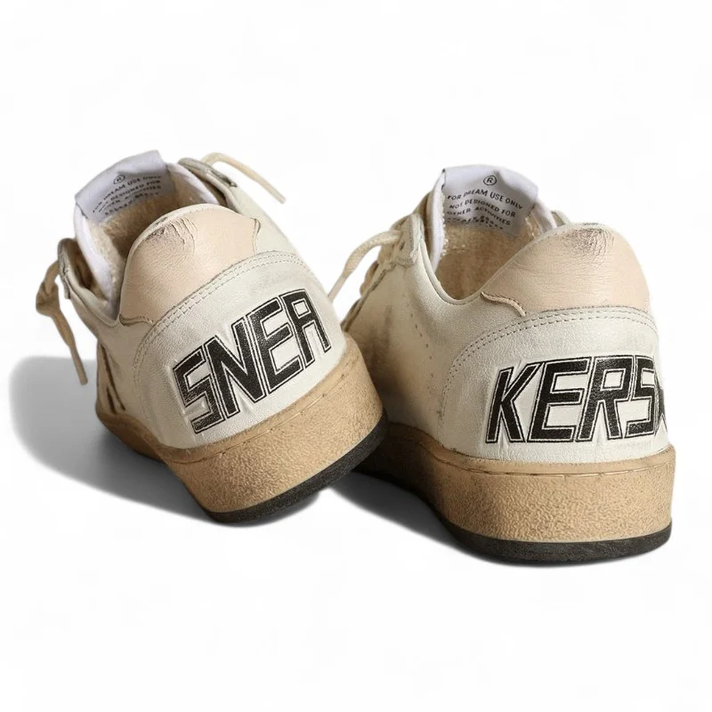 Ball Star LTD in white nappa leather with a salmon-colored nappa star