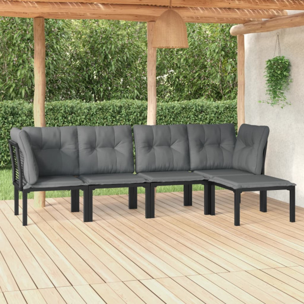 Zestaw wypoczynkowy do ogrodu Czarny Stal 2x narożna   2x sofa środkowa