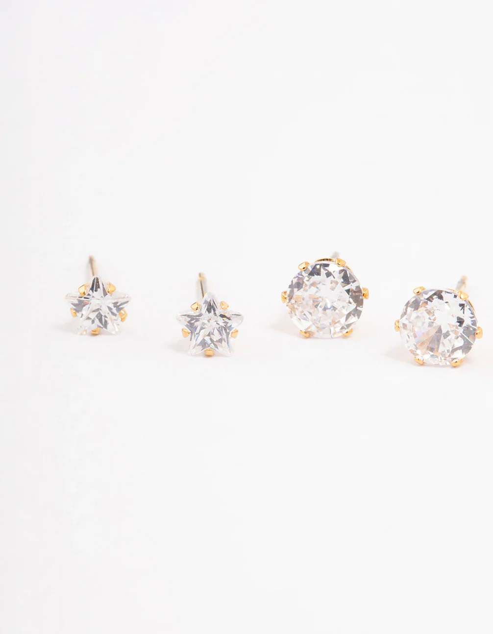 Waterproof Gold Plated Stainless Steel Star & Heart Stud Earrings Pack