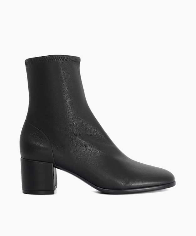 Pyro Black - Leather Block Heel Ankle Boots