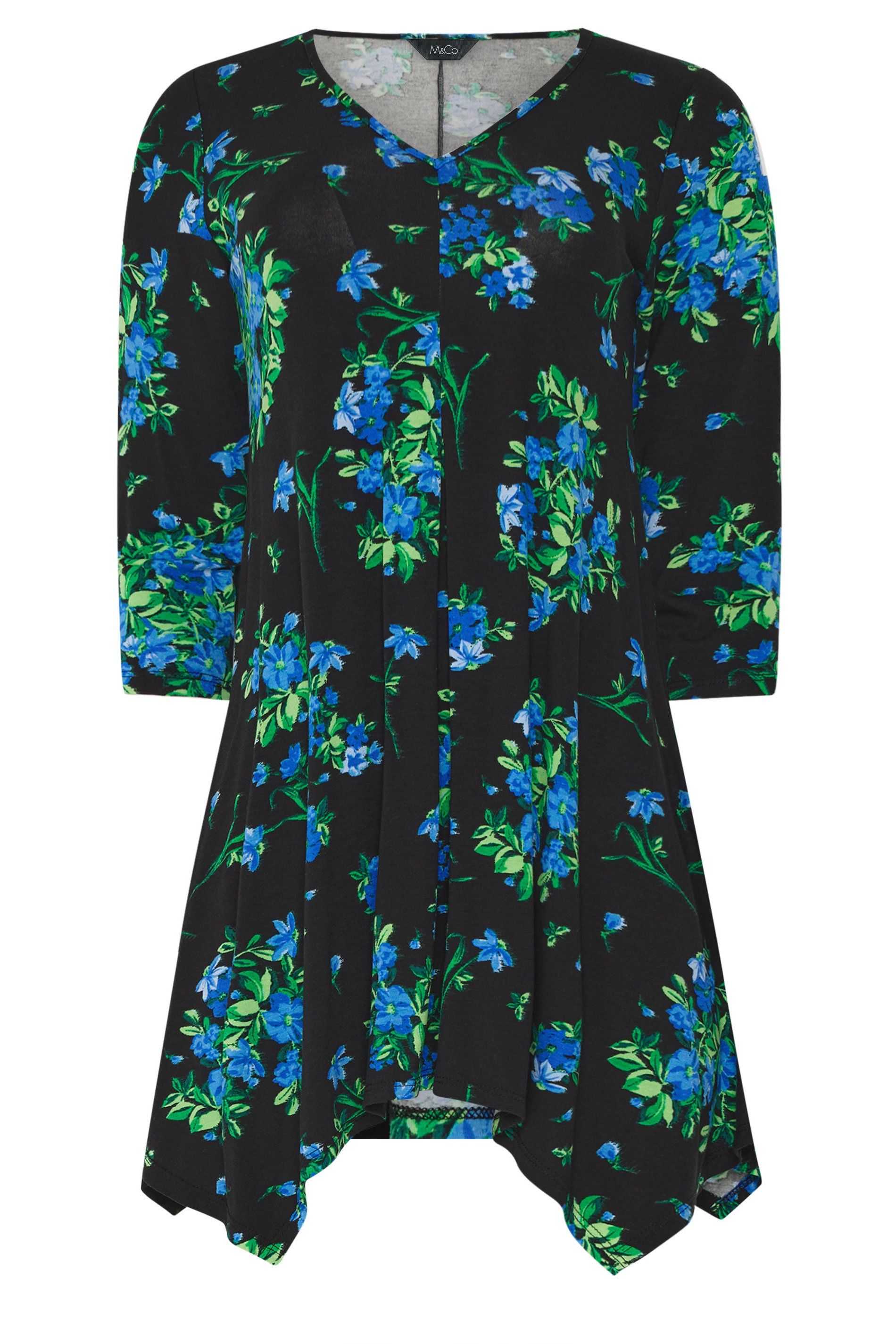 M&Co Floral Hanky Hem Top
