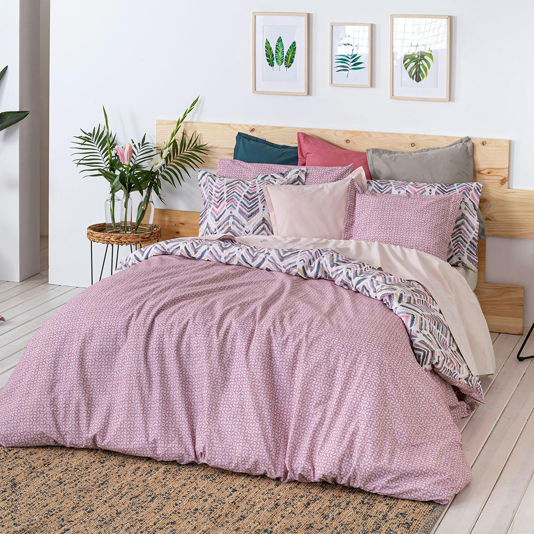 ZEYA HDC - Housse de couette réversible en coton  260x240 cm mauve
