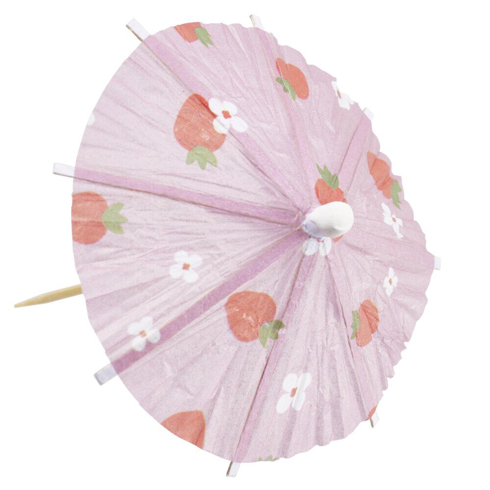 Pique cocktail parasol x20 papier motif floral fruit rose et bleu Ø8xH13cm