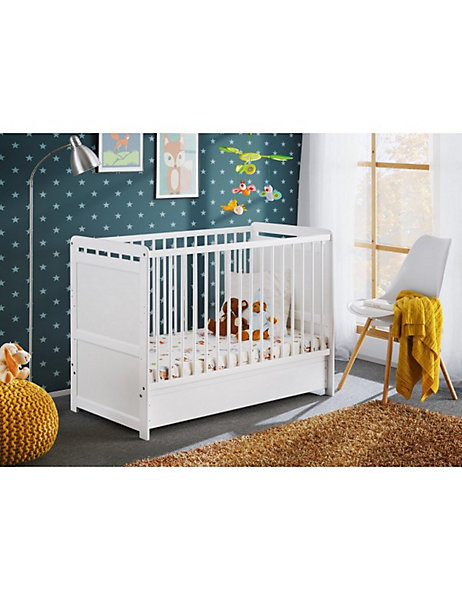 Berceau en bois de pin avec tiroir TYMEK PLUS 67x124 x H 56,90 cm-Avec matelas-67.00 --124.00 --67.00