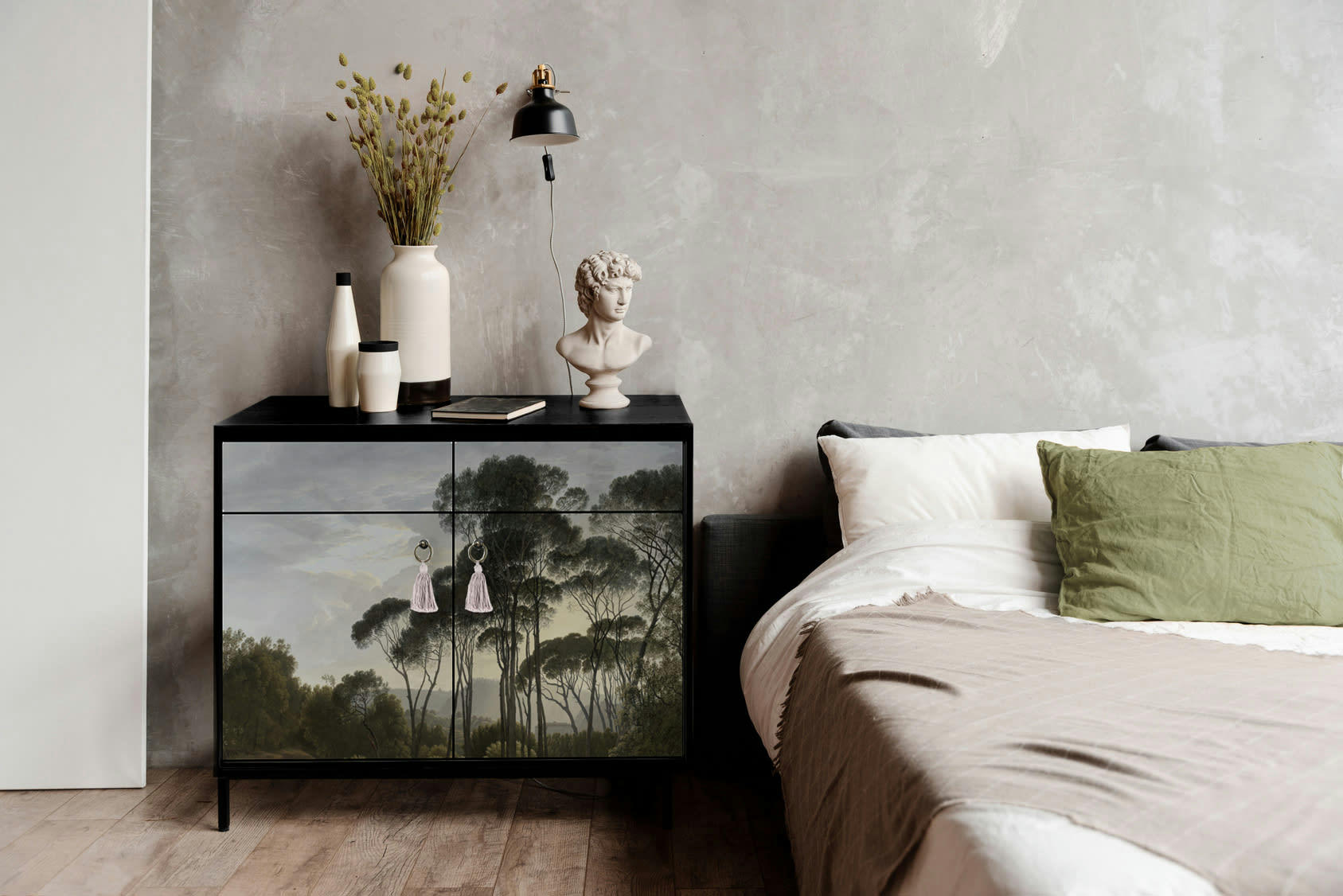 HENDRICK - Buffet en MDF 2 portes 2 tiroirs imprimé forêt