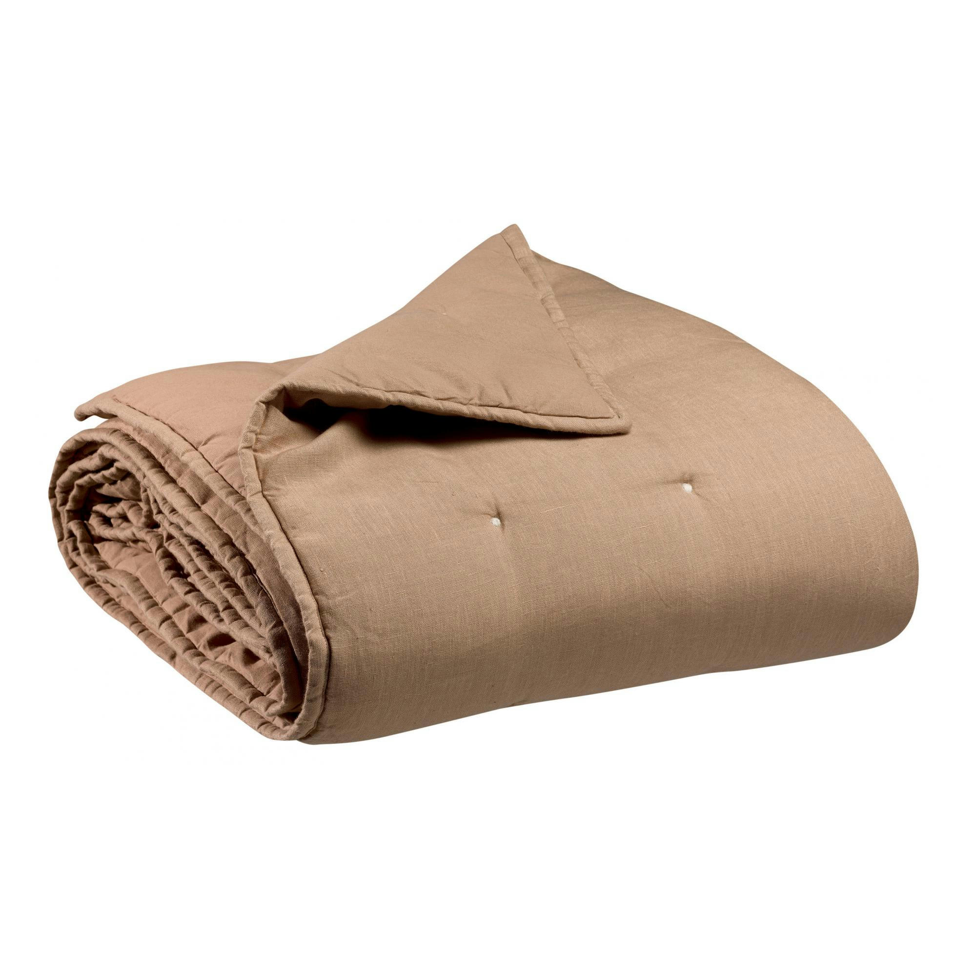 ZEFF - Jeté stonewashed  en lin sable 240 x 260