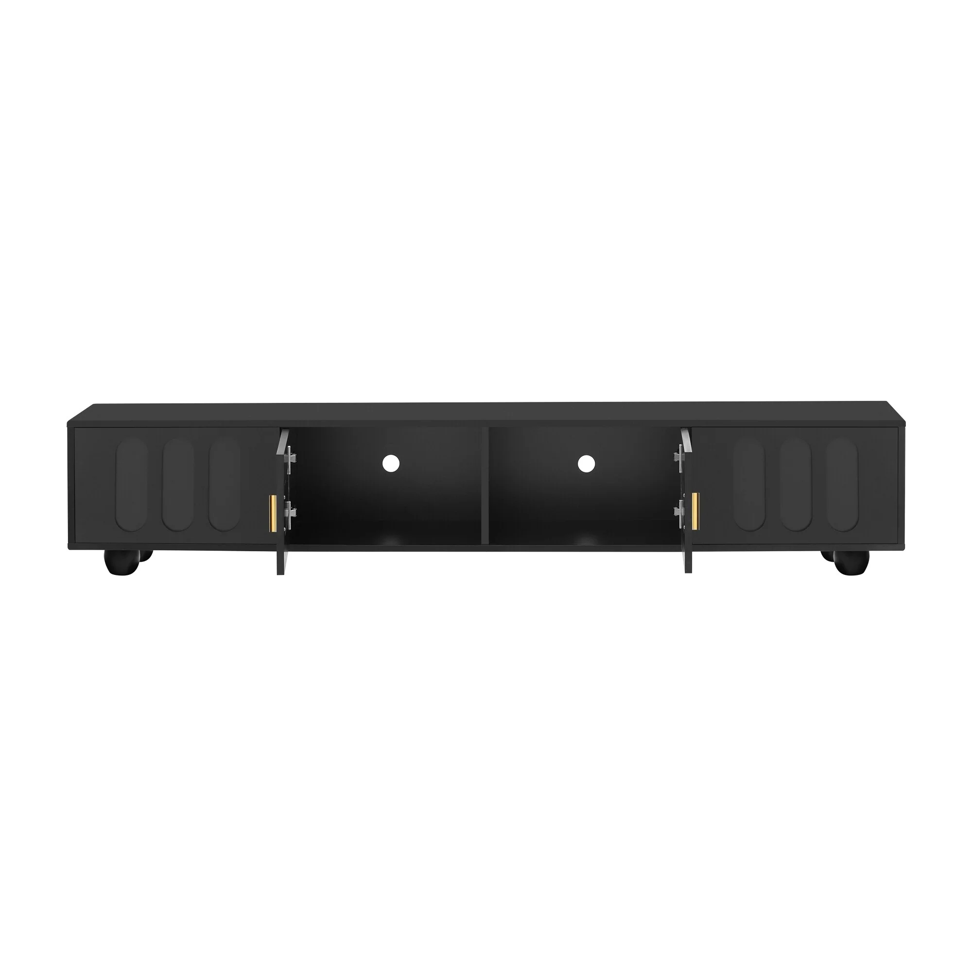 Modern TV Stand for TVs up to 80 Inches with Glass Door - 70.9 D x 15.8 W x 14.2 H