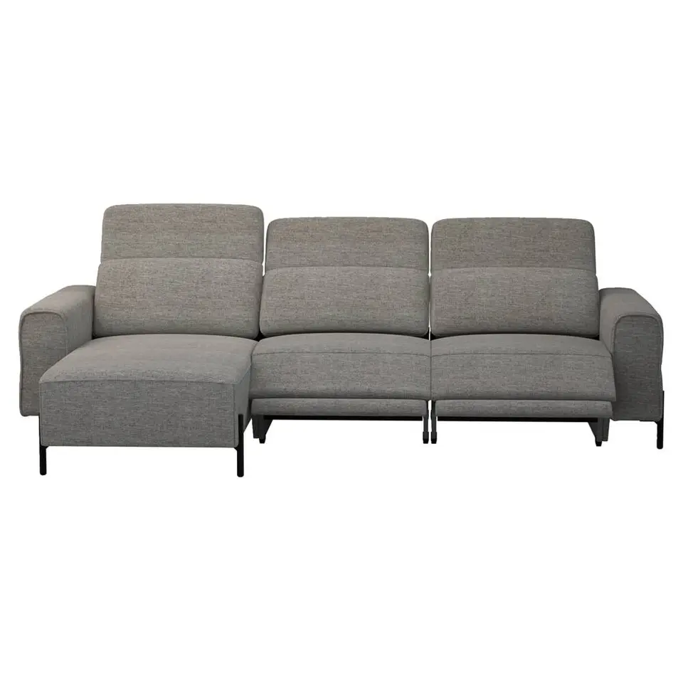 Hoekbank Dave links - elektrisch verstelbaar - stof Pure - grijs