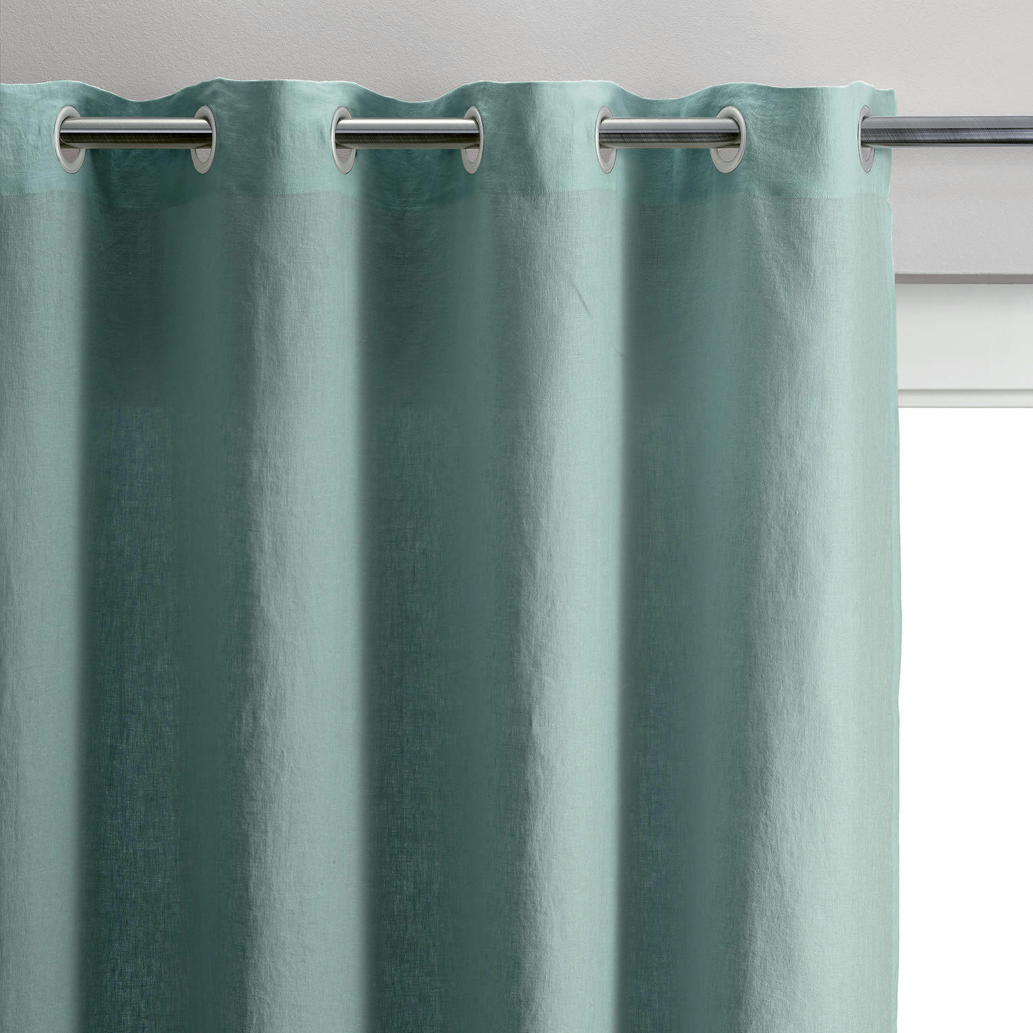 ZEFF - Rideau stonewashed  en lin vert de gris 140 x 280