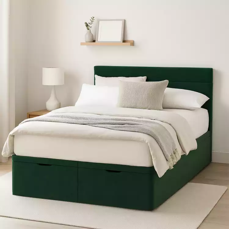Millbrook Miller Double Fabric End Lift Ottoman Bed - Green