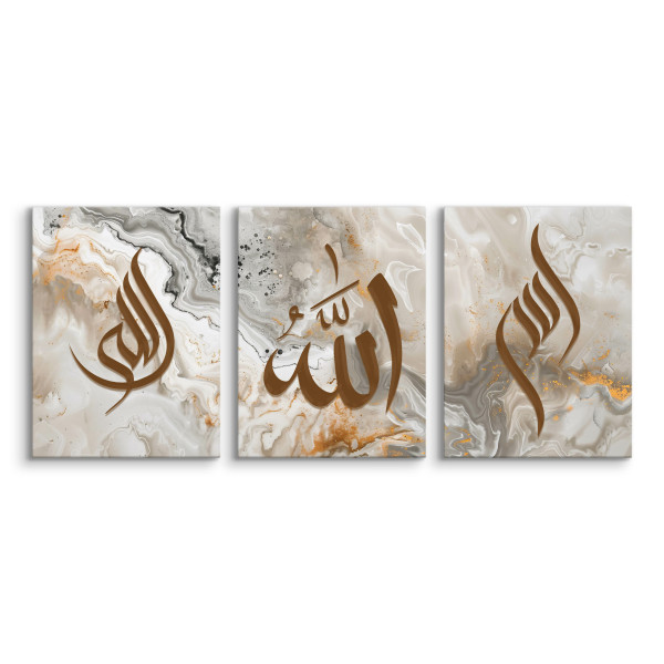 3x Obraz Set Abstrakcja Marmur Styl Boho Islamskie Symbole 30x40cm