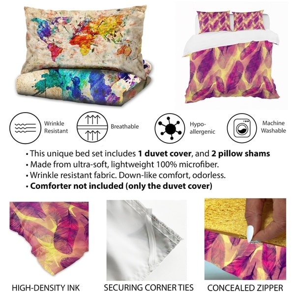 Designart 'Funny Cat'S Heads Pattern' Modern kids Bedding Set - Duvet Cover & Shams