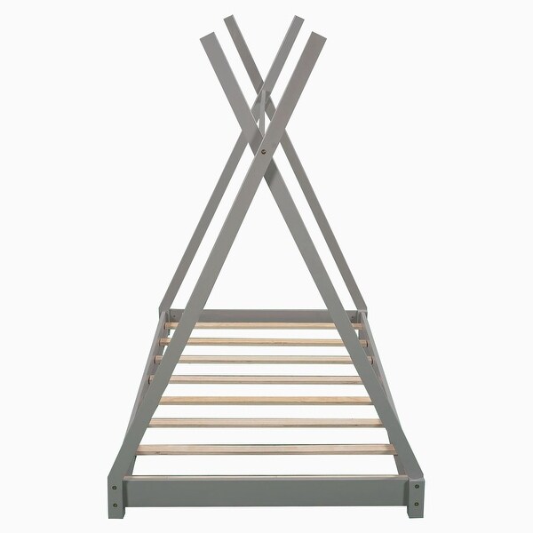 Twin Size House Platform Bed with Triangle tructure