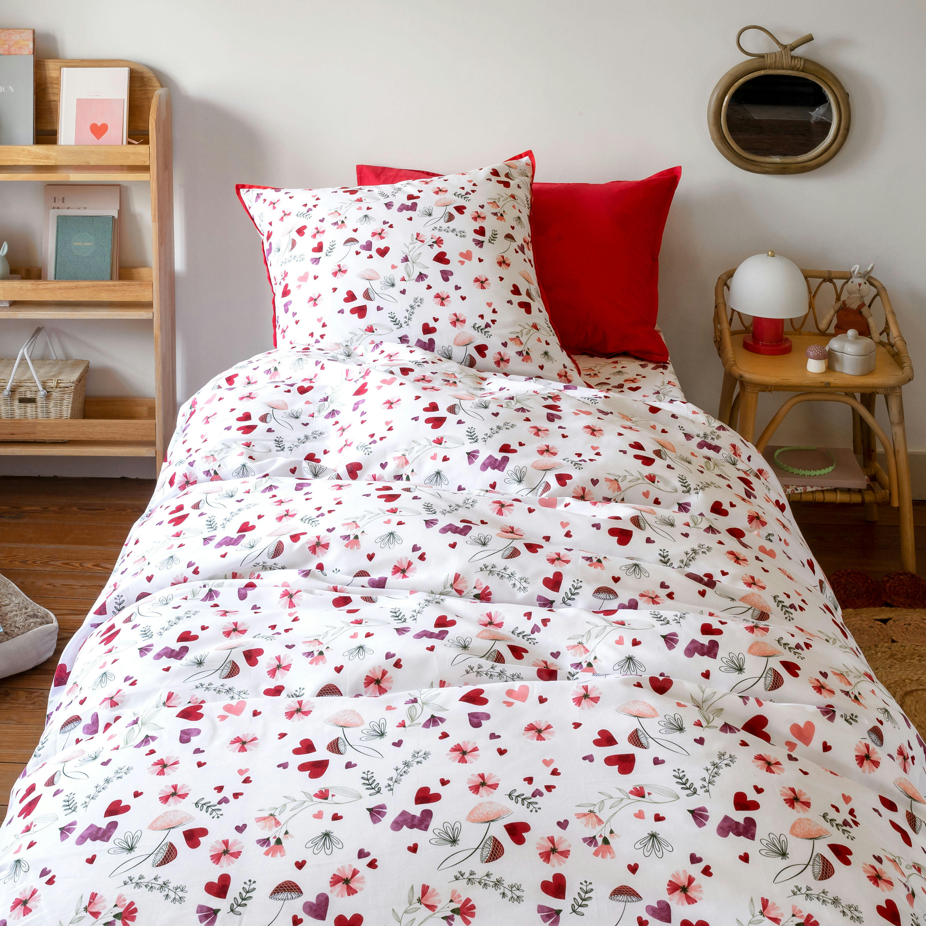 MESREVES - Housse de couette imprimé rose 240 x 220 cm