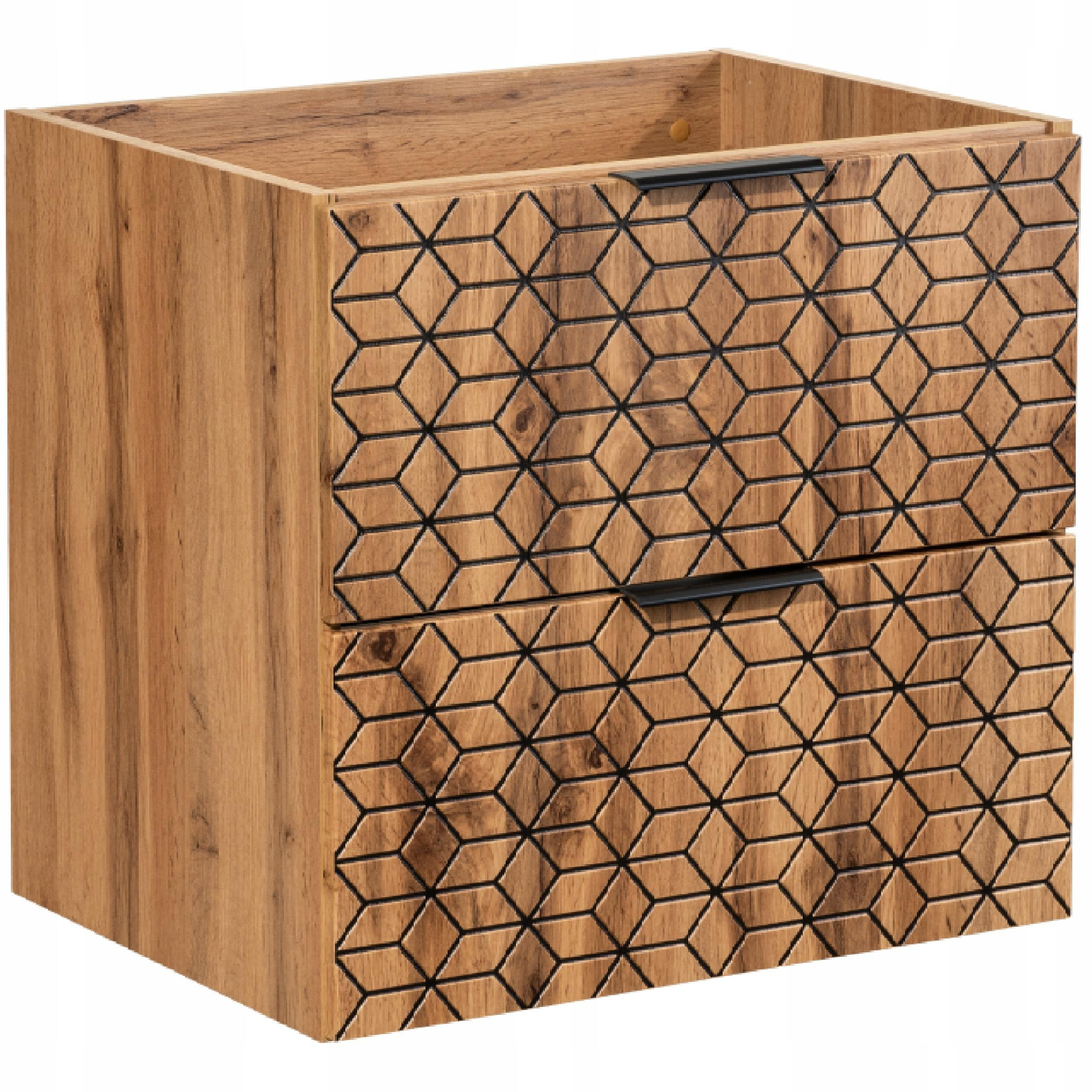 Szafka pod umywalkę DIAMOND 82-60 dąb wotan 60 cm RYFLOWANA