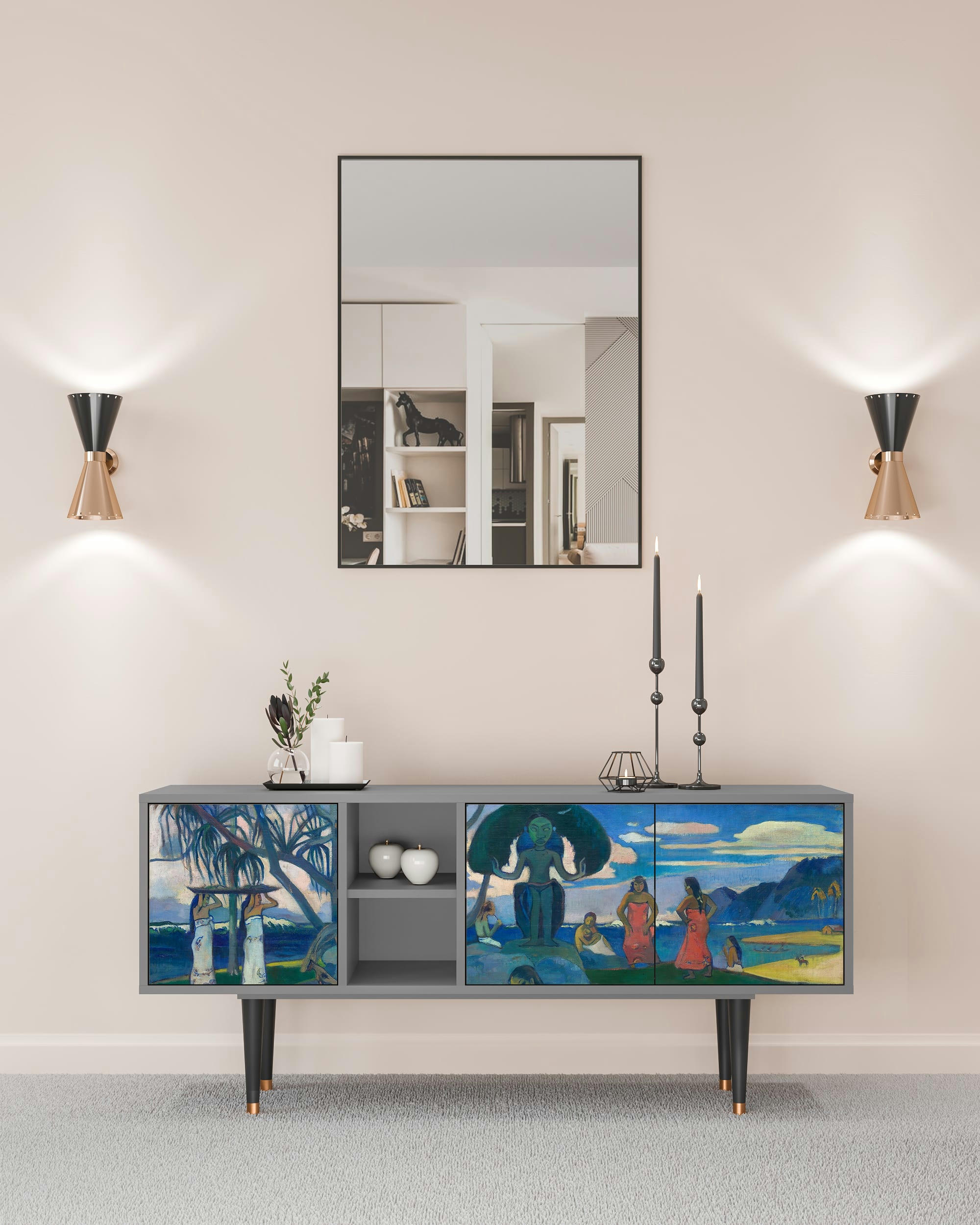 DAY OF THE GOD BY PAUL GAUGUIN - Meuble TV  multicolore 3 tiroirs L 150 cm