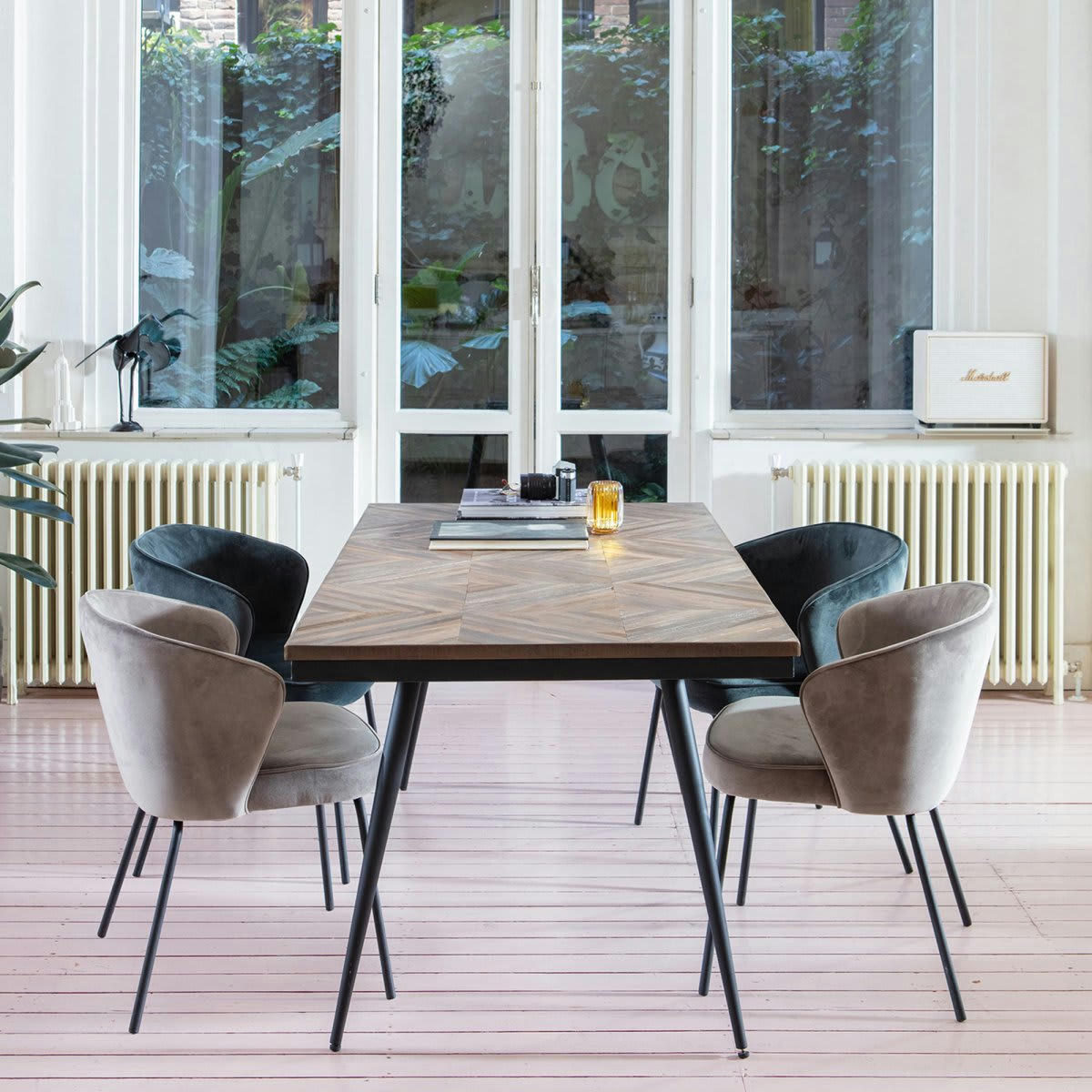 HASH - Chaise moderne velours taupe