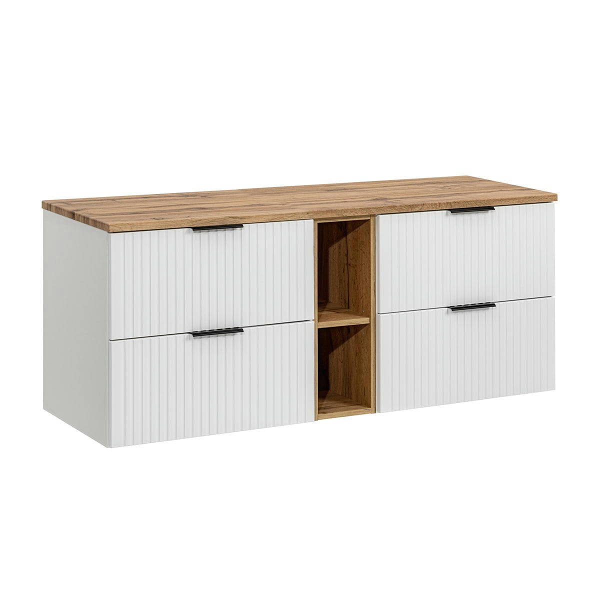 - Meuble sous-vasque 140cm 2 niches blanc