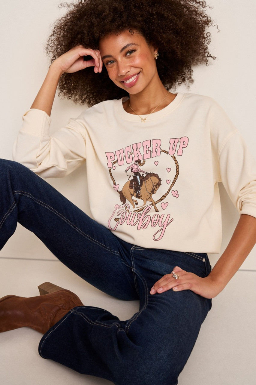 Pucker Up Cowboy Graphic Sweatshirt