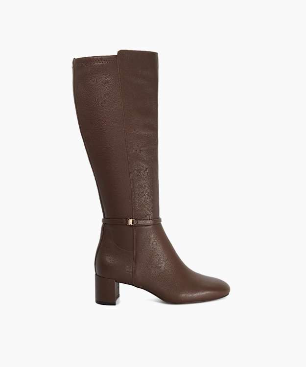 Seoul Dark Brown - Leather Heeled Knee-High Boots