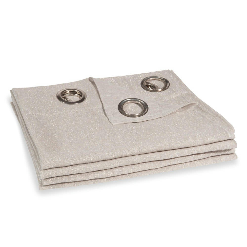 Vérone - Rideau à œillets en coton et lin beige brillant à l'unité 140x250
