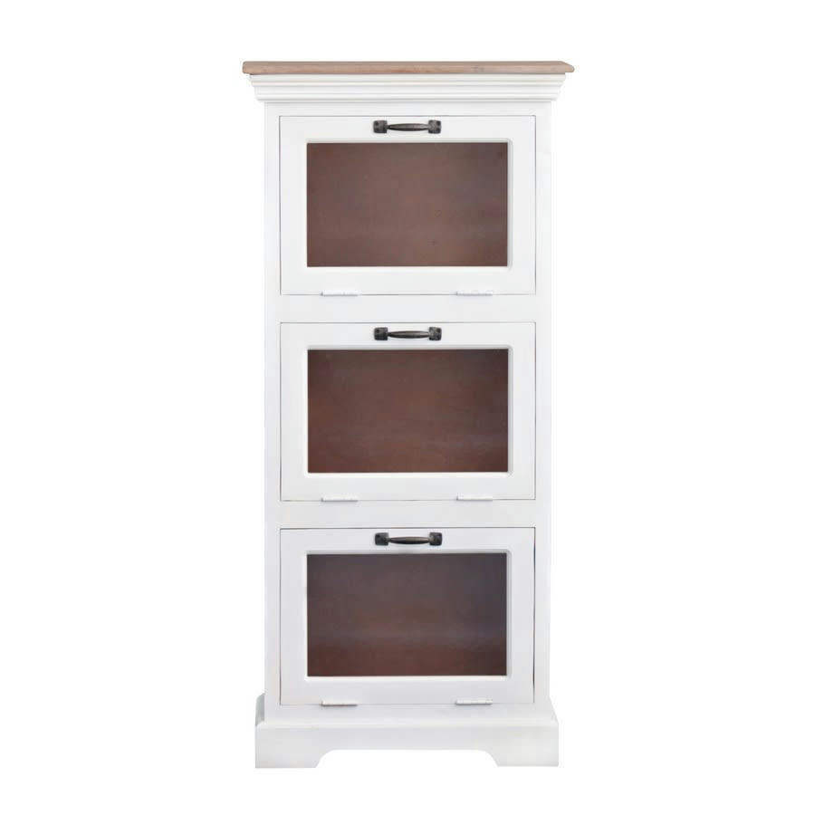 BIANCO PROVENZALE - Vitrine en manguier blanc, avec 3 portes pliantes.