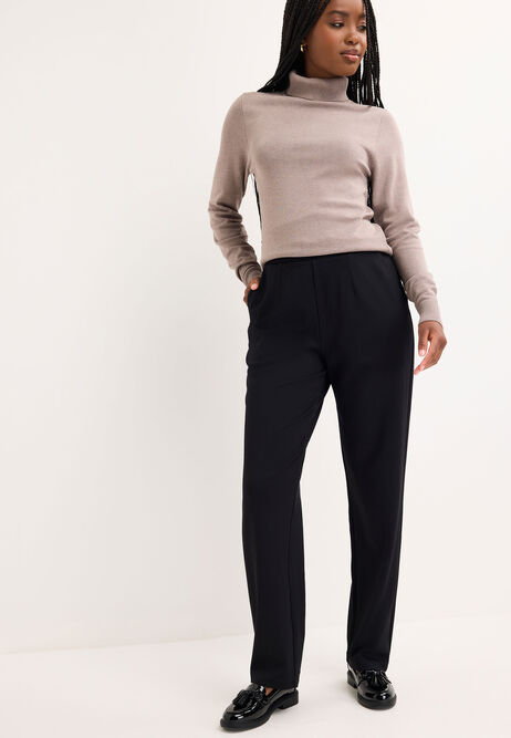 Womens Black Ponte Straight Leg Trousers