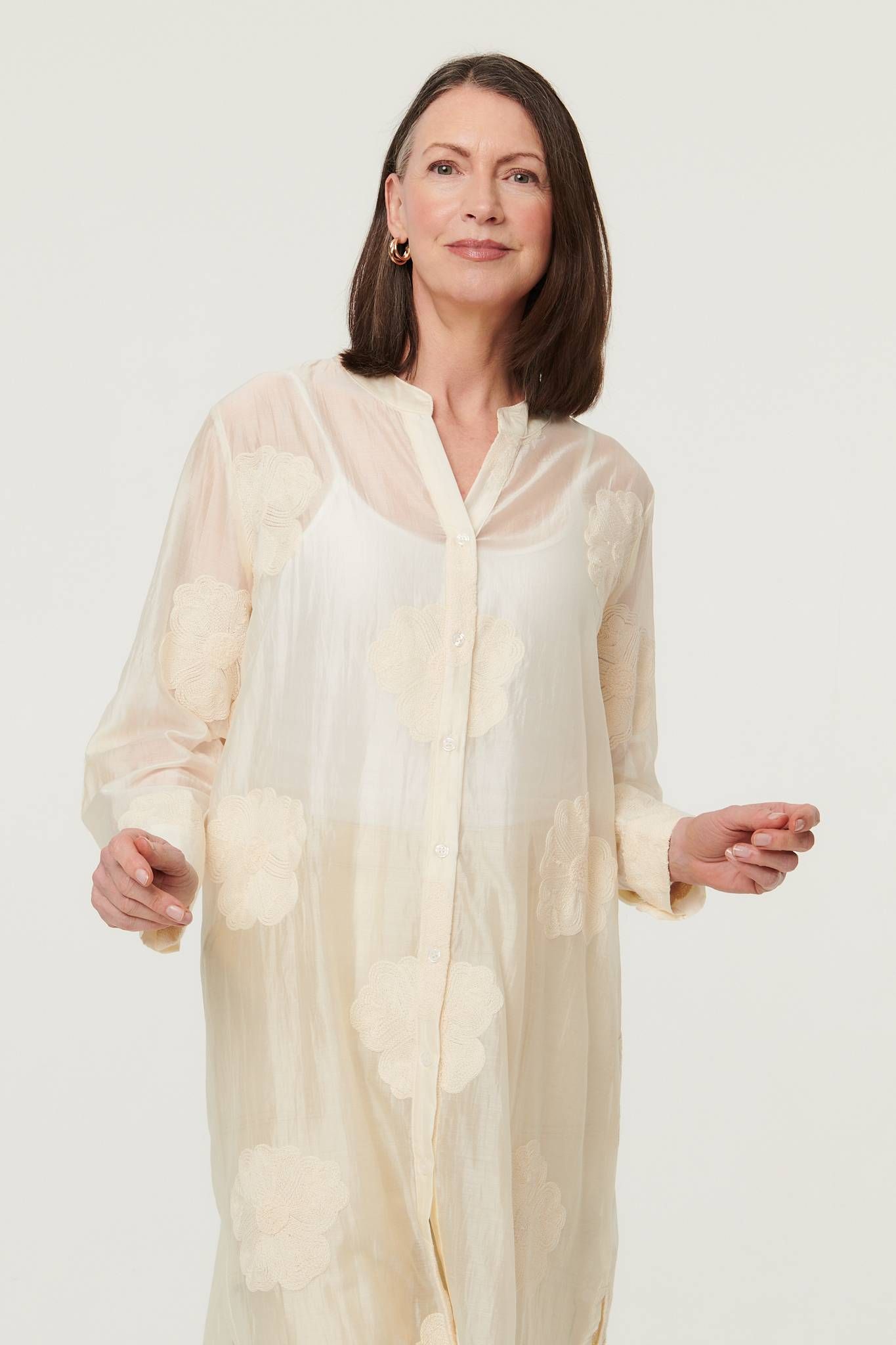 Izabel London Floral Long Sleeve Longline Shirt