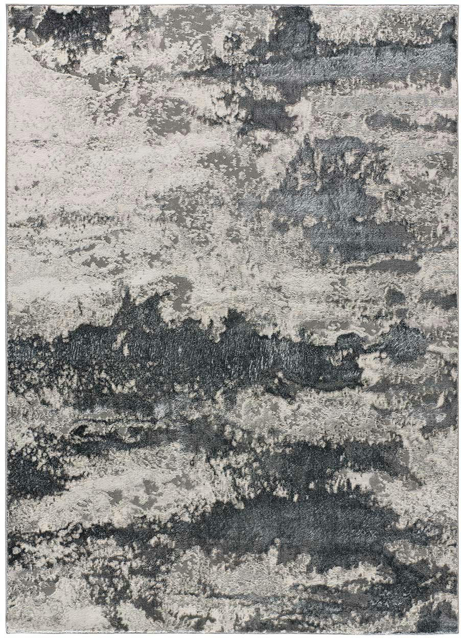 AGATA - Tapis effet marbre avec textures grises, 80X150 cm