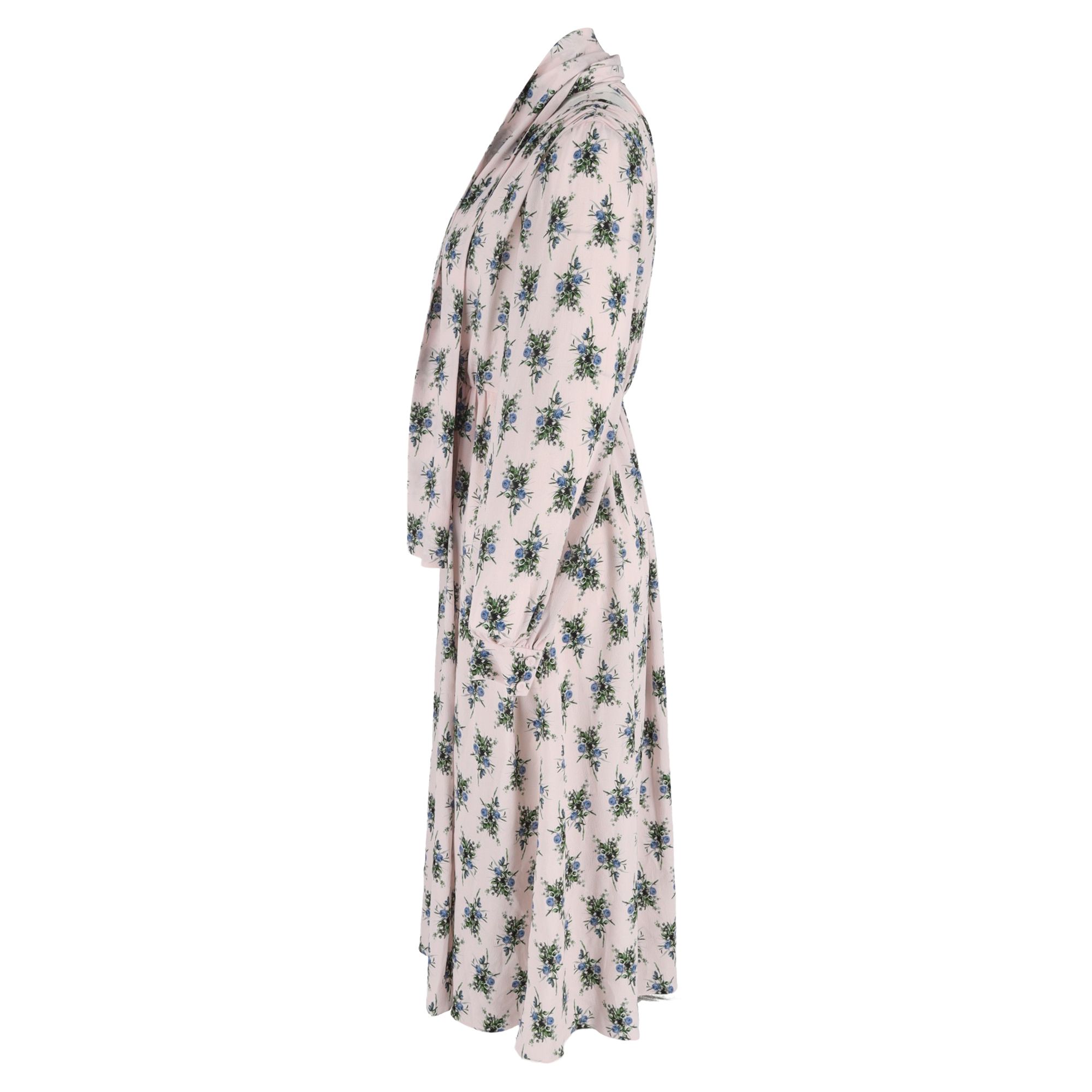 Emilia Wickstead Preloved Floral-Print Loong Sleeve Midi Dress in Multicolor Polyester