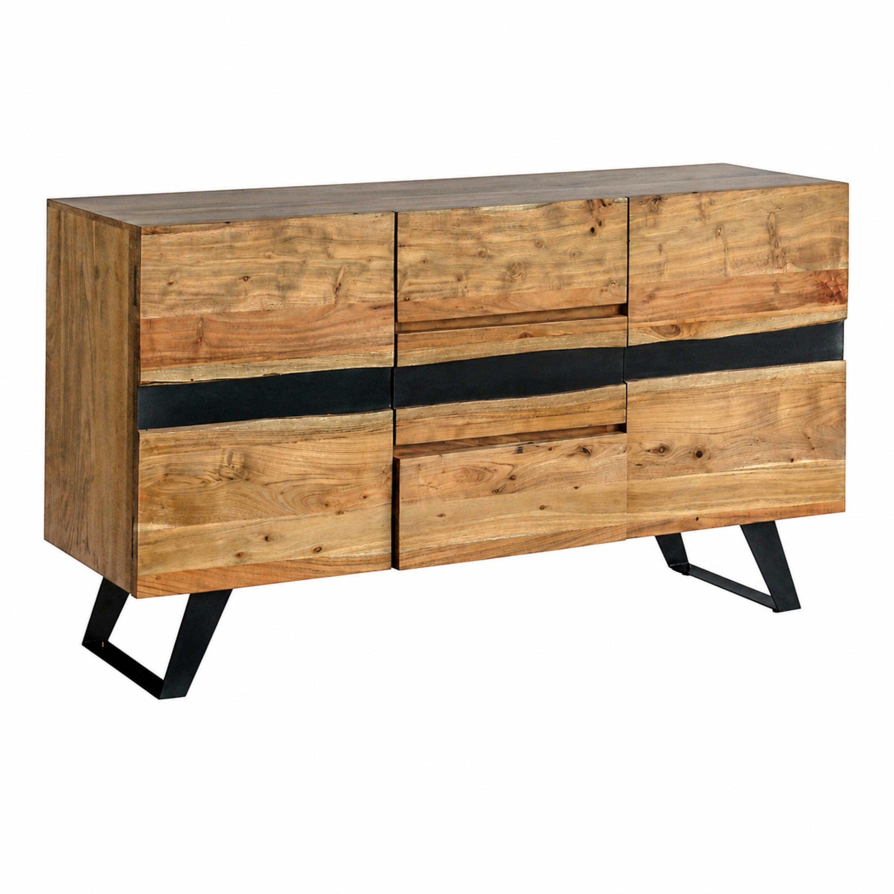 Buffet en bois d'acacia 2 portes 3 tiroirs CANYON