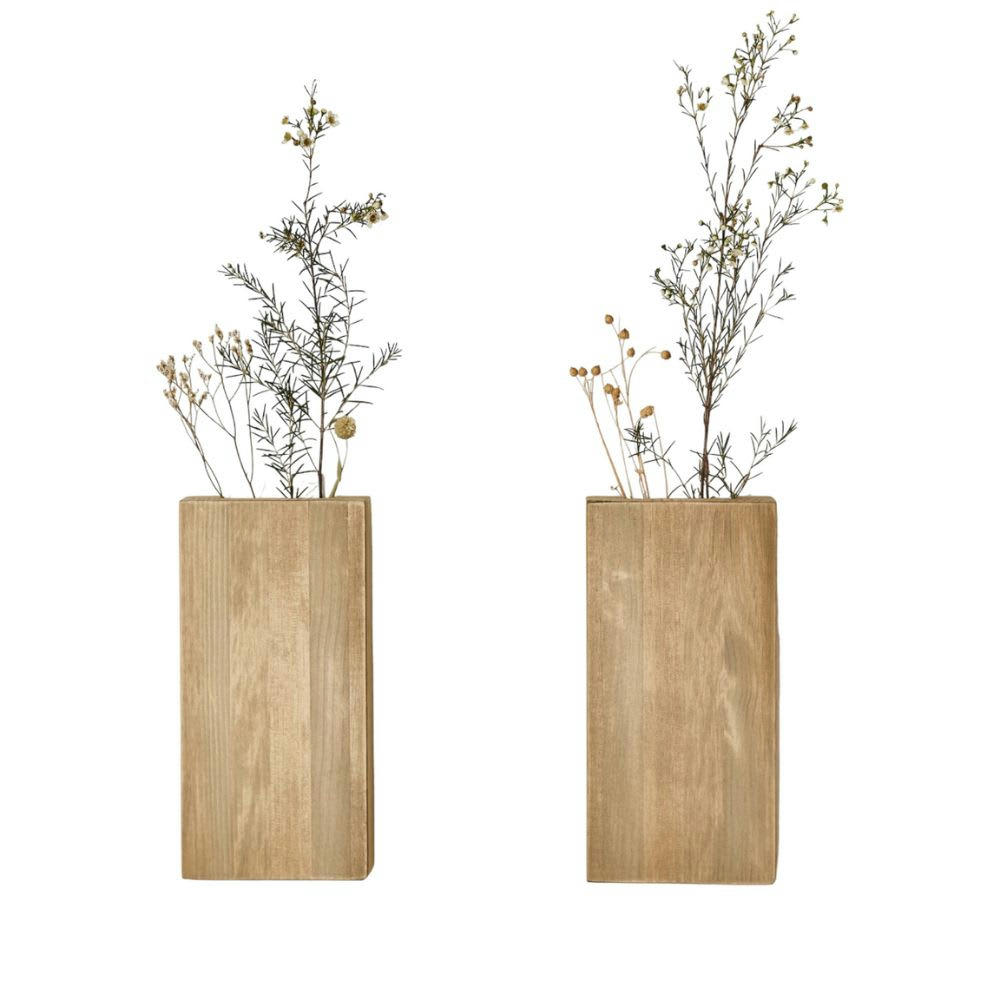 KOEN - Vase mural en bois 2 unités
