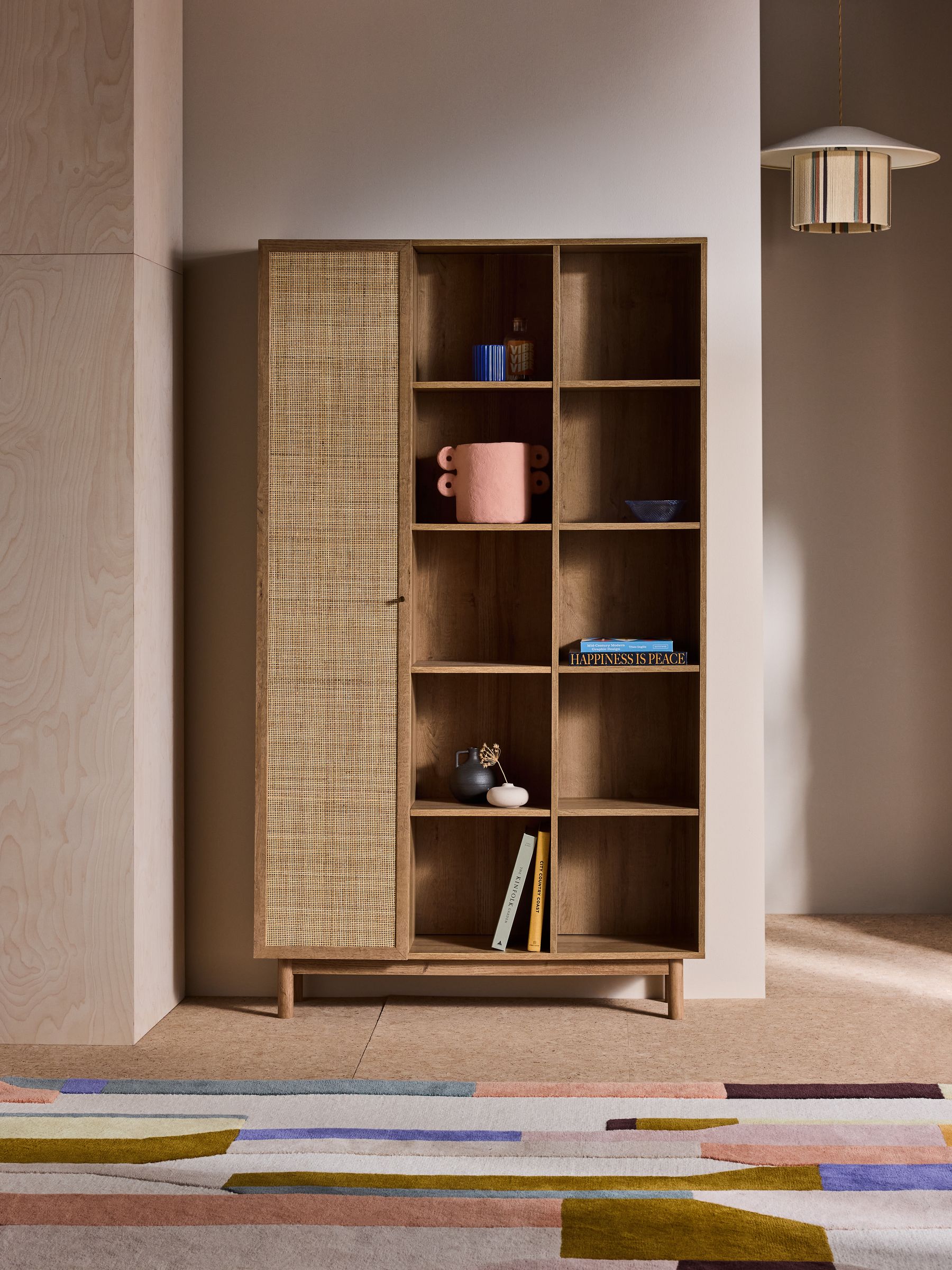 Pavia Rattan Bookcase in Oak Effect