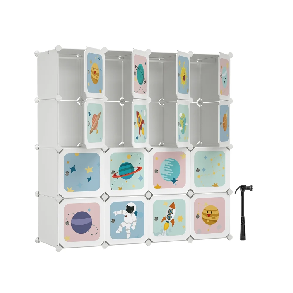 Armoire modulable avec 16 cubes 4 rails suspendus