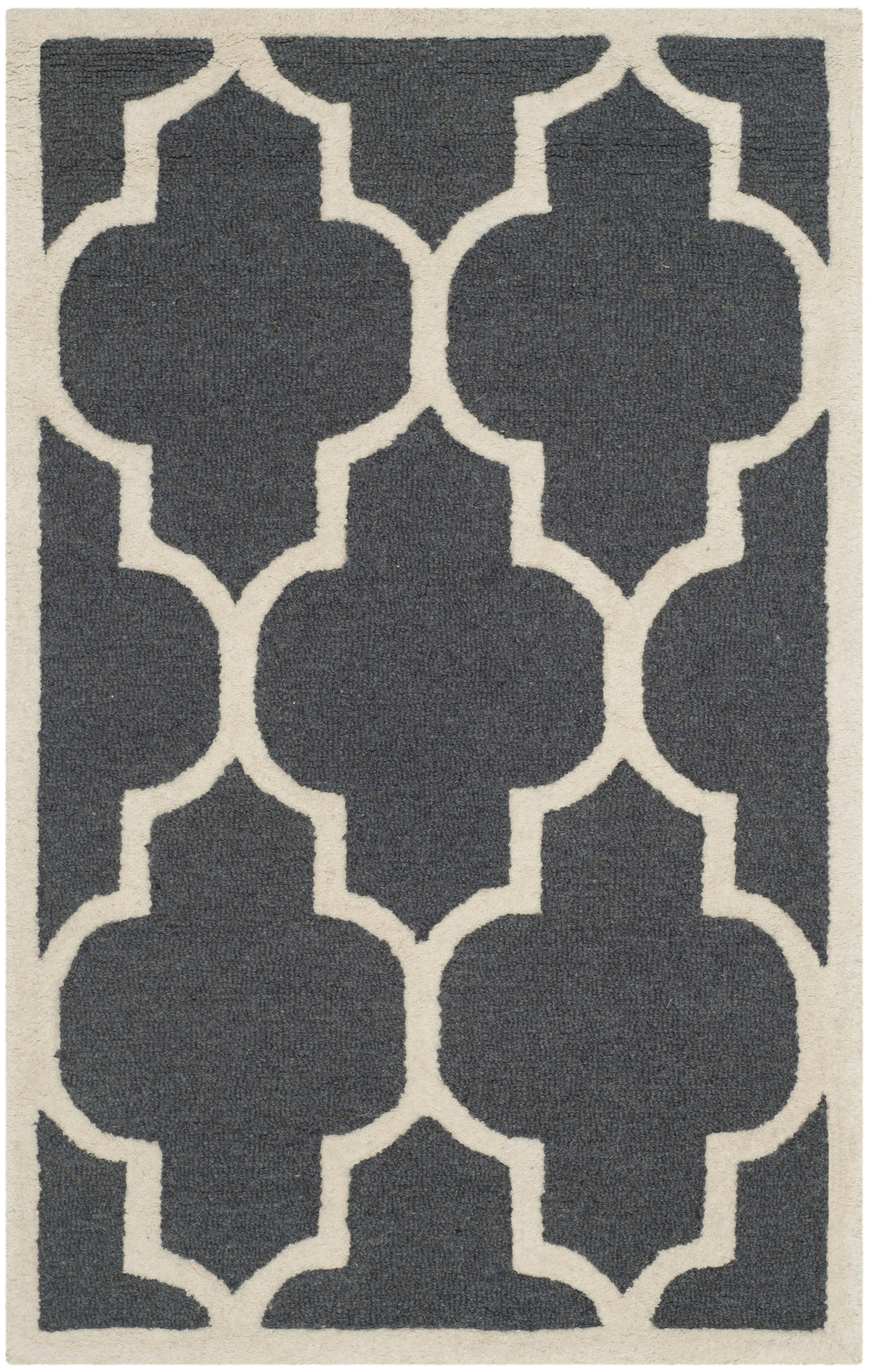 CAMBRIDGE - Tapis de salon interieur en  gris fonce & ivoire, 91 x 152 cm