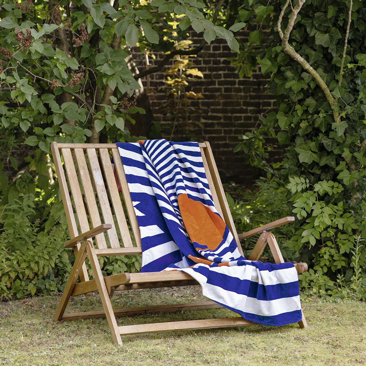 LOINTAIN - Drap de plage coton bleu foncé 100x170 cm