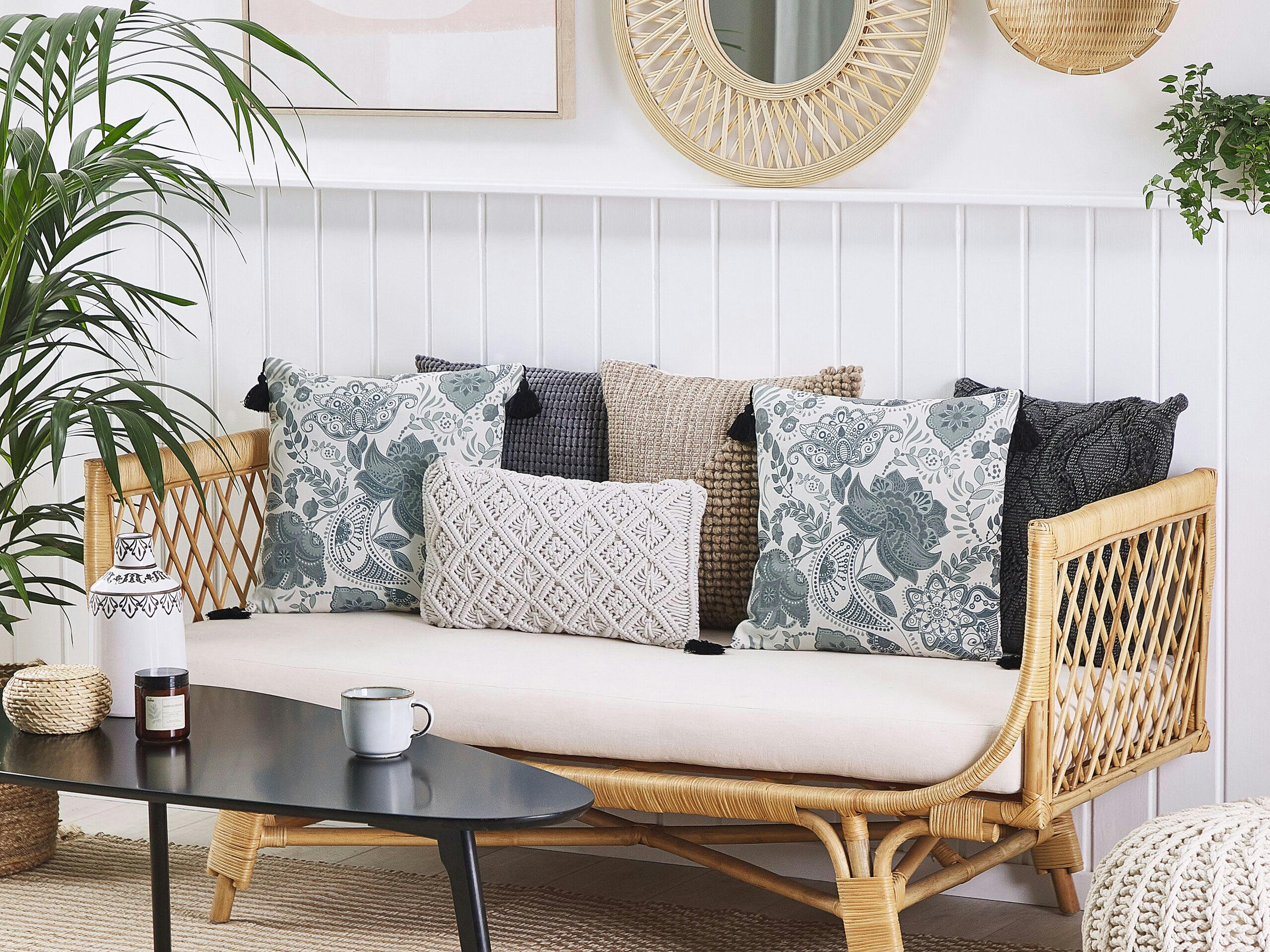 BLECHNUM - Lot de 2 coussin décoratifs en tissu beige 45x12cm