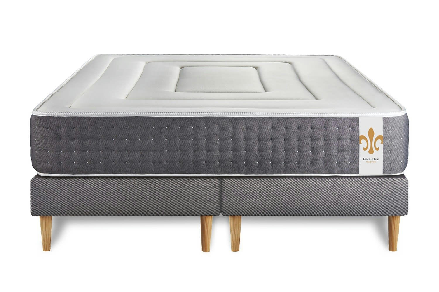 - Ensemble 180x200 Ressorts et mémoire de forme sommier Gris