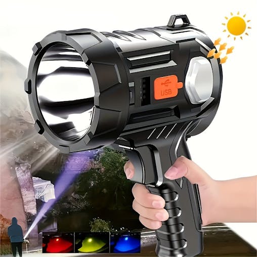 NNETM USB Rechargeable LED Spotlight Flashlight (6 Modes)