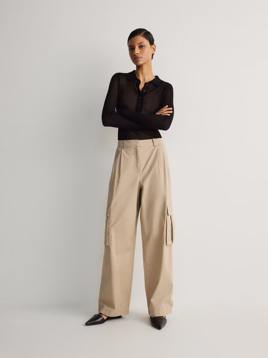 Mesh Jersey Polo Blouse