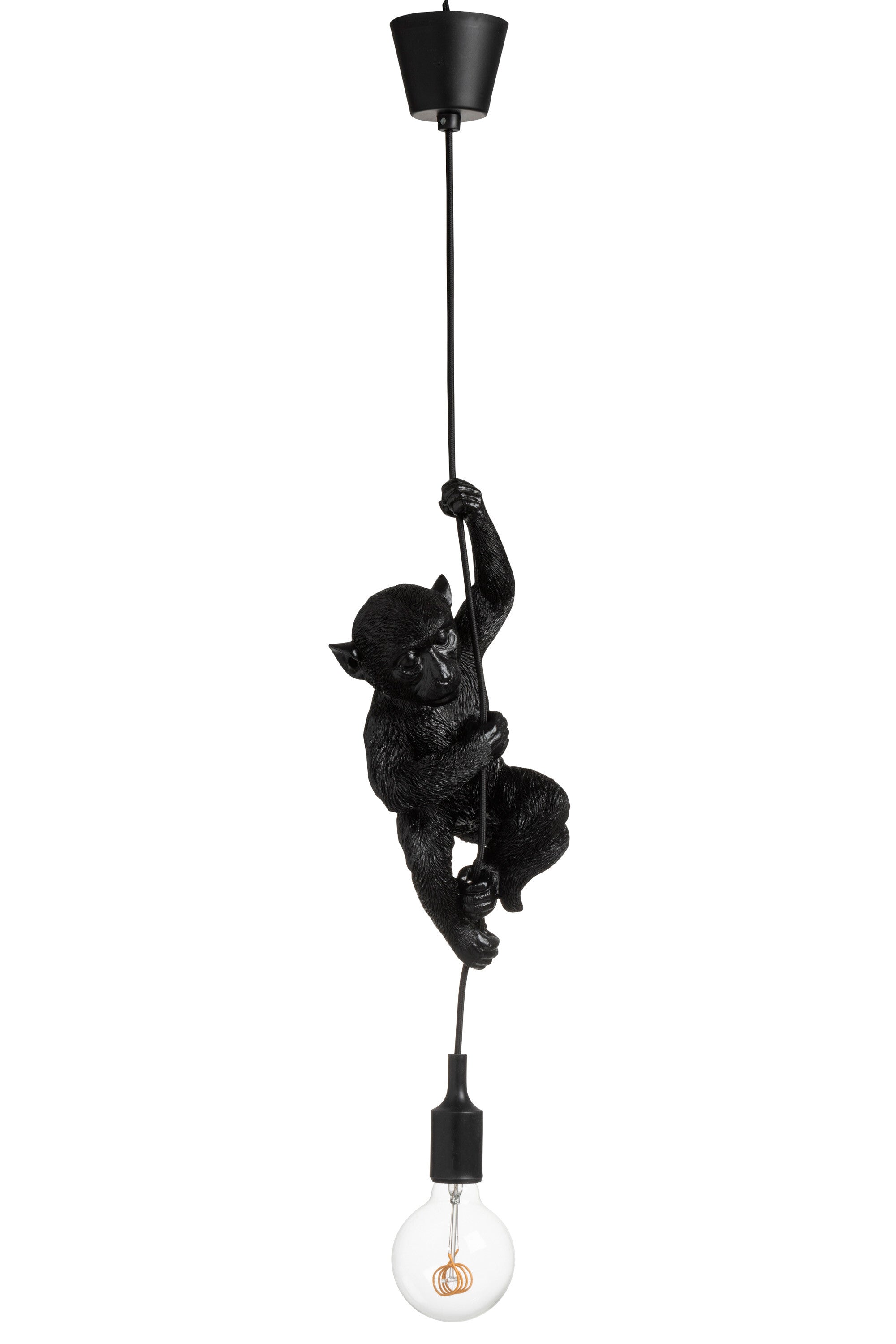 J-Line hanglamp Aap Hangend - polyresin - zwart