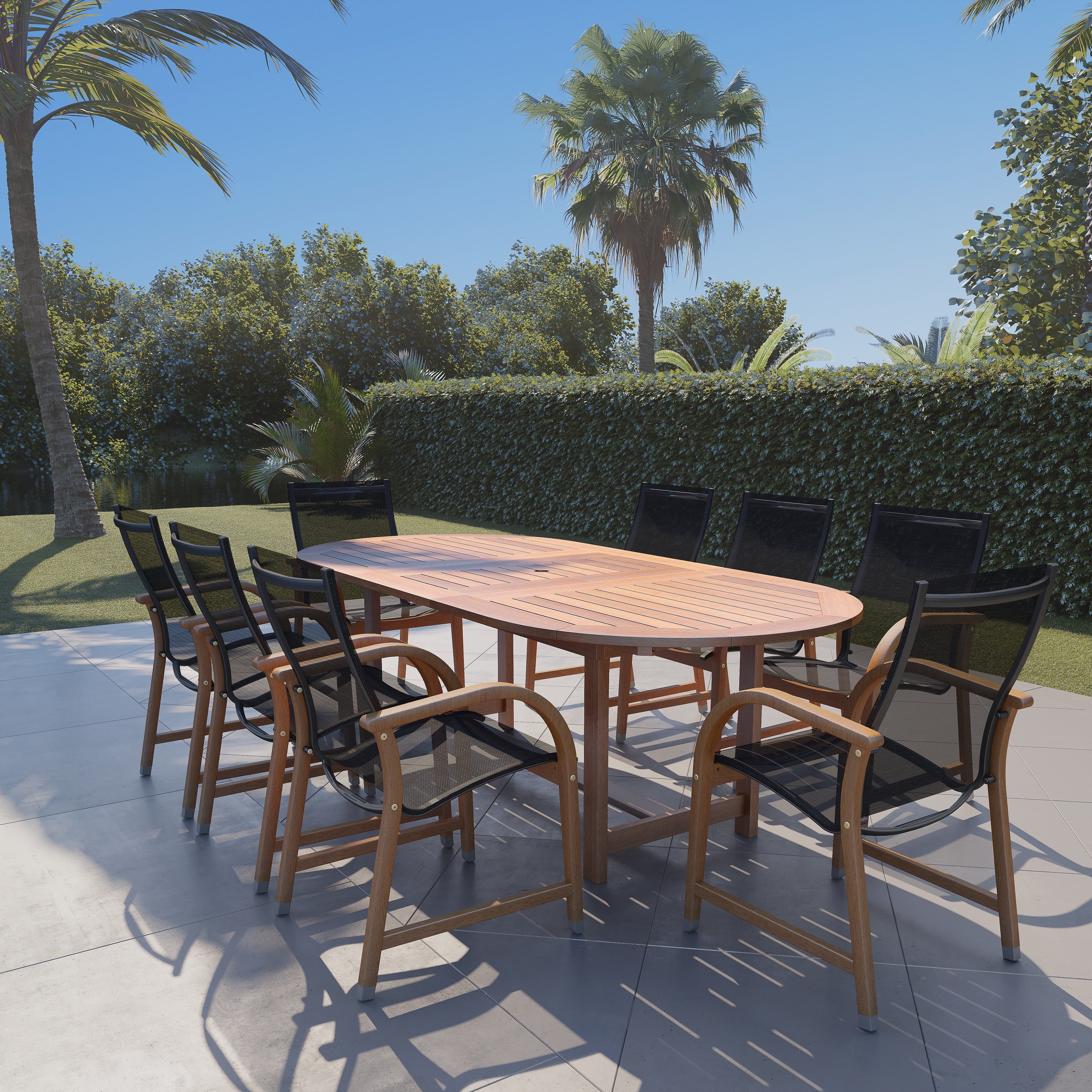 9pc Outdoor Oval Extendable Patio Dining Set - 9 piece
