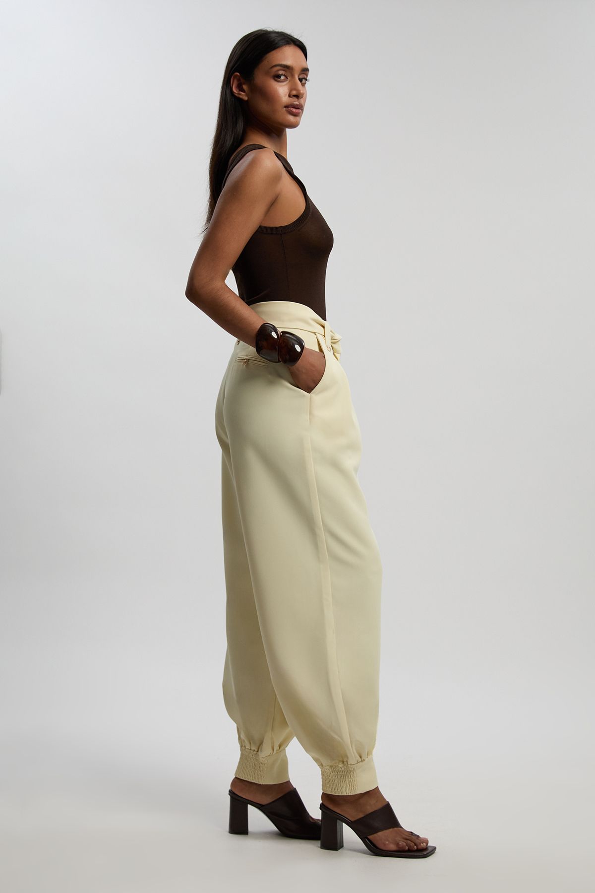 KarenMillen Utility Detail Cuffed Woven Trouser With Belt