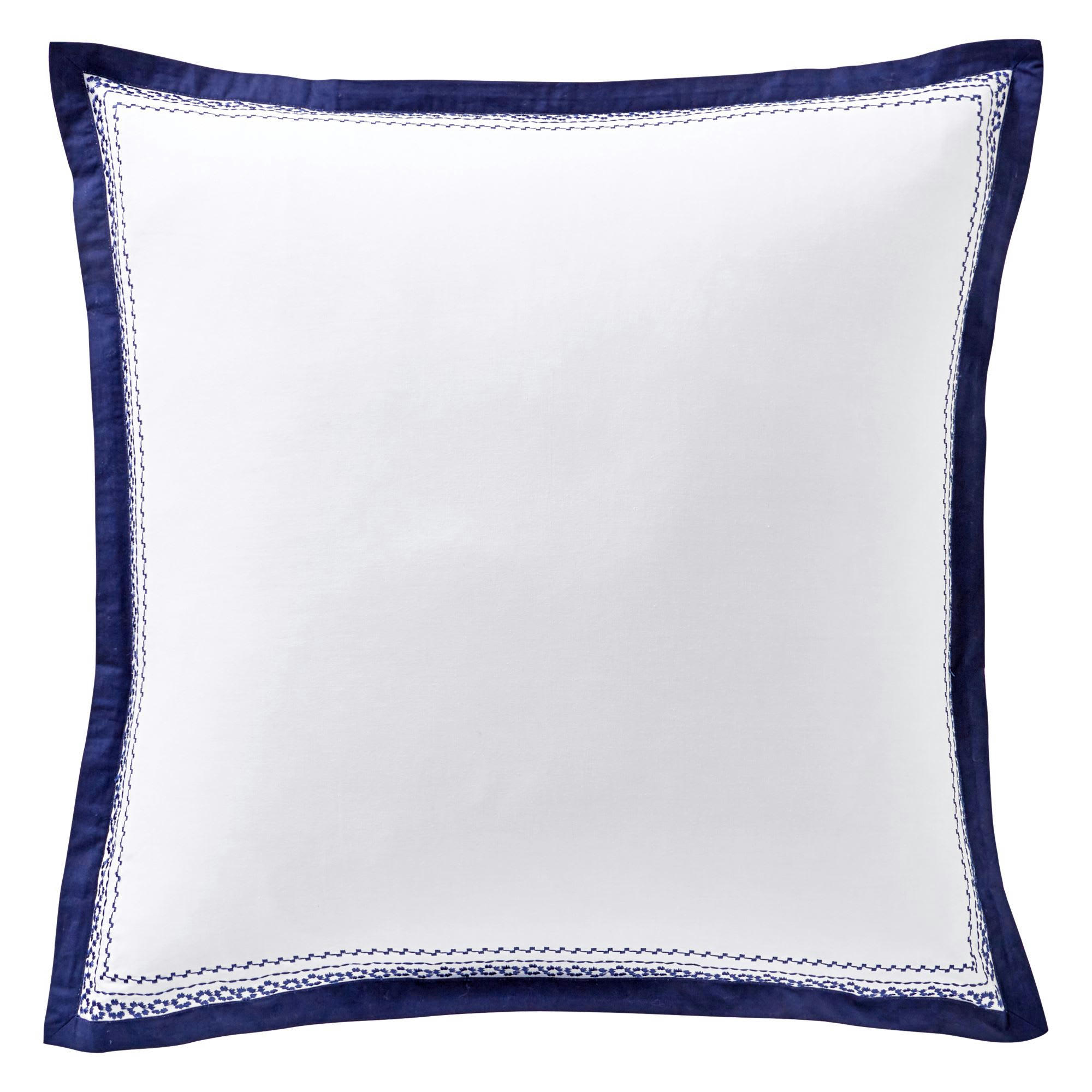 CUPTEA - Taie volant 50x70 bleu marine en coton