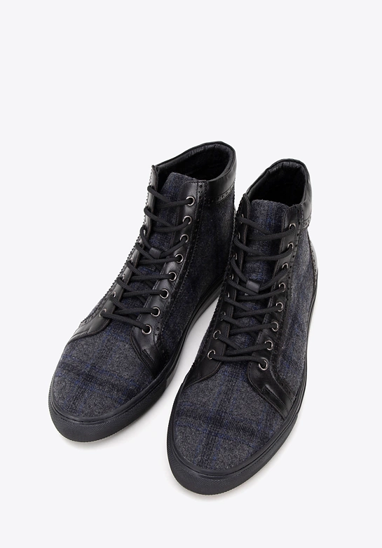 Męskie sneakersy skórzane wysokie czarne
