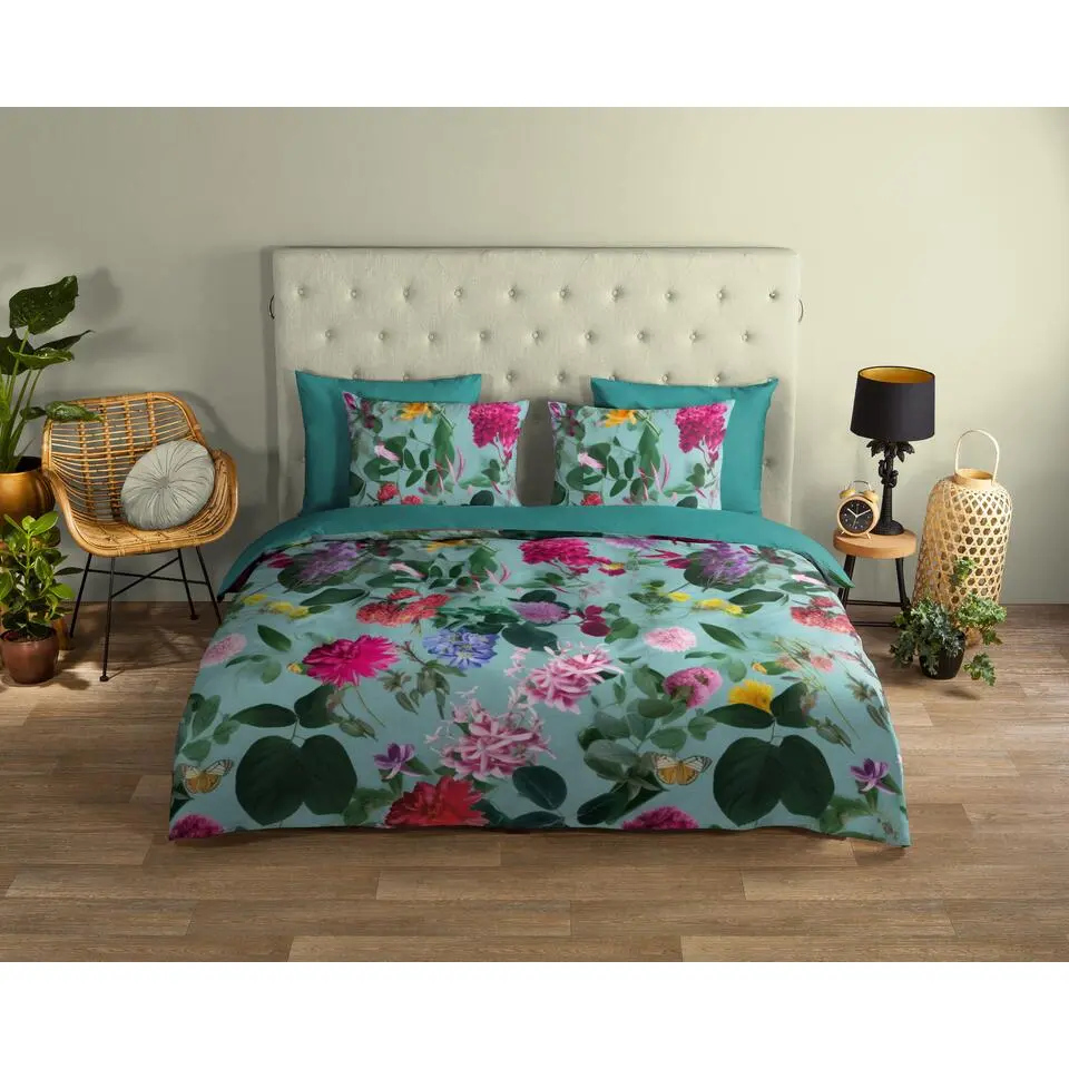 Good Morning Flowerdream Dekbedovertrek Aqua-Lits-jumeaux (240 x 200/220 cm)