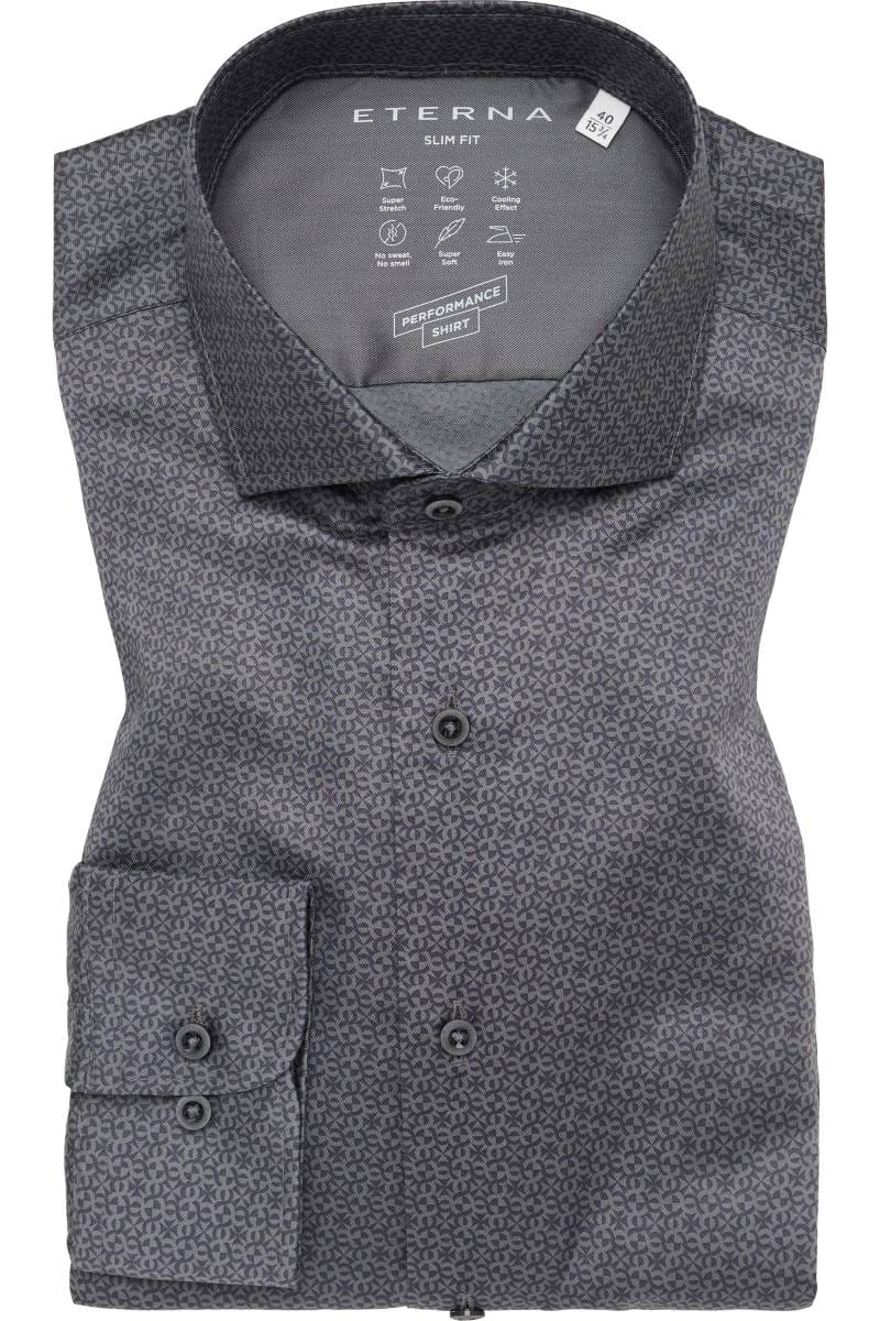 ETERNA Performance Slim Fit Tencel Hemd silber, Bedruckt