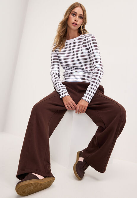 Womens Chocolate Brown Wide Leg Joggers