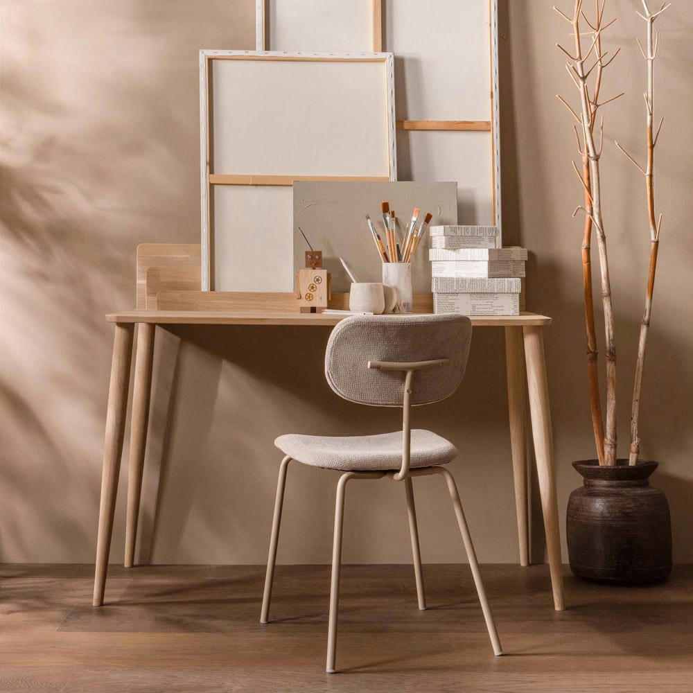 LINK - Lot de 2 chaises en chenille et métal sable