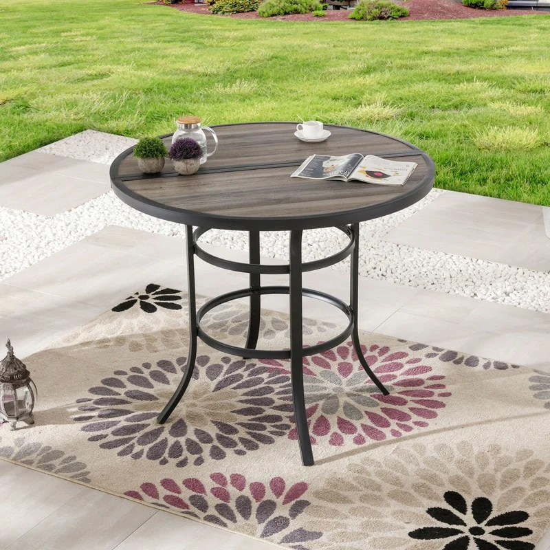 Patio Festival Round Metal Outdoor Bar Height Dining Table